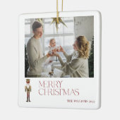 くるみモダン割りメリークリスマス2フォトファミリー セラミックオーナメント (左)