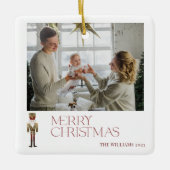 くるみモダン割りメリークリスマス2フォトファミリー セラミックオーナメント (正面)