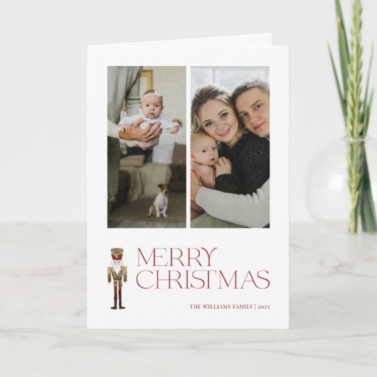 くるみモダン割りメリークリスマス2家族写真 カード (正面)