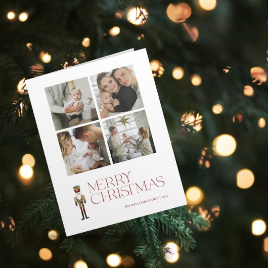 くるみモダン割りメリークリスマス4家族写真 カード