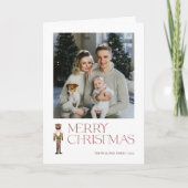 くるみモダン割り人形メリークリスマス家族の写真 カード (正面)
