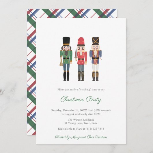 くるみ伝統的割り家族クリスマスパーティー 招待状 (正面/裏面)