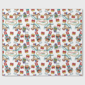 くるみ割りおよび揺り木馬のパーソナライズなパターン ラッピングペーパー (フラット)