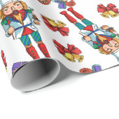 くるみ割りおよび揺り木馬のパーソナライズなパターン ラッピングペーパー (ロールコーナー)