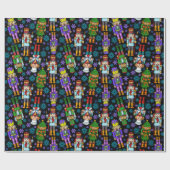 くるみ割りおよび雪片が付いているクリスマスパターン ラッピングペーパー (フラット)