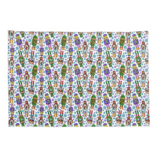 くるみ割りおよび雪片が付いているクリスマスパターン 枕カバー (裏面-右)