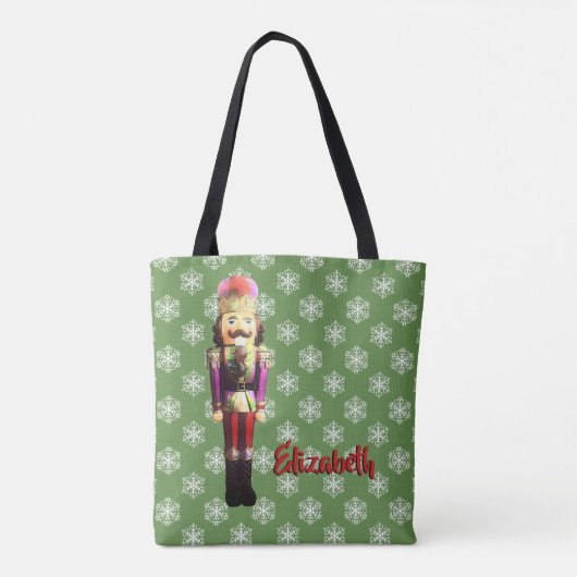 くるみ割りおよび雪片の名前をカスタムする トートバッグ (裏面)