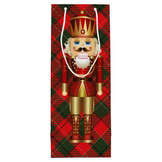 くるみ割りとクリスマスの格子状の高さ ワインギフトバッグ (裏面)