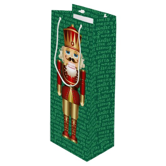 くるみ割りとクリスマスの言葉の高さ ワインギフトバッグ (正面アングル)