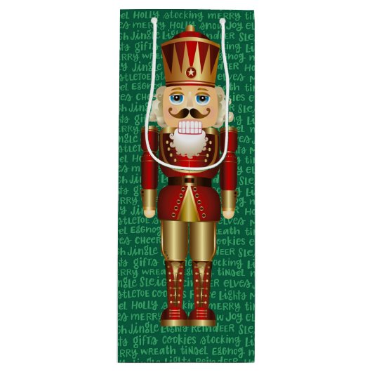 くるみ割りとクリスマスの言葉の高さ ワインギフトバッグ (正面)