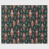 くるみ割りとクリスマスツリーブラッククリスマス ラッピングペーパー (フラット)