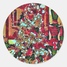 くるみ割りとクリスマスツリーラウンドスティッカー