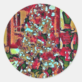 くるみ割りとクリスマスツリーラウンドスティッカー ラウンドシール