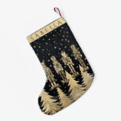 くるみ割りと星の付いた金色のクリスマスツリー スモールクリスマスストッキング (裏面 (吊り時))