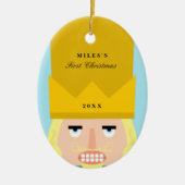 くるみ割りのオーナメントのベビーの初めてのクリスマス セラミックオーナメント (正面)