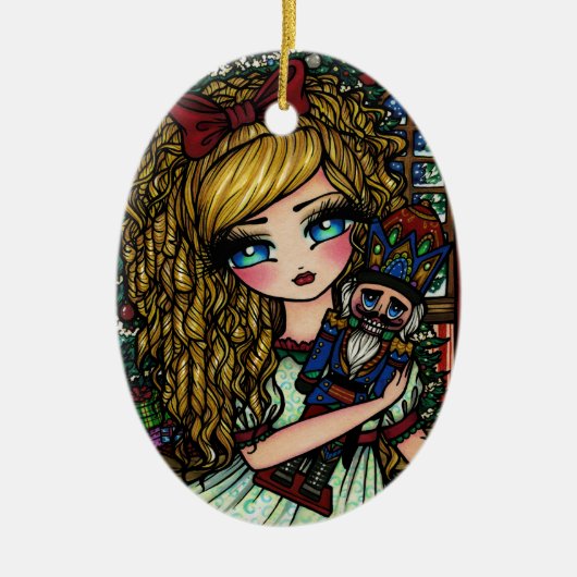 くるみ割りのバレエの女の子のクリスマスのオーナメント セラミックオーナメント (正面)