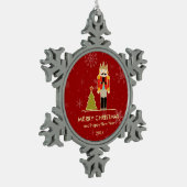 くるみ割りのメリークリスマスおよび明けましておめでとう2014年 スノーフレークピューターオーナメント (左)