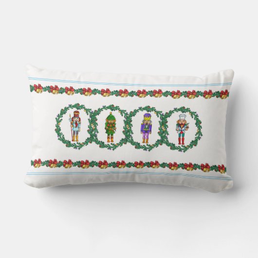 くるみ割りの戦わない兵隊が付いているクリスマスのリース ランバークッション (裏面)