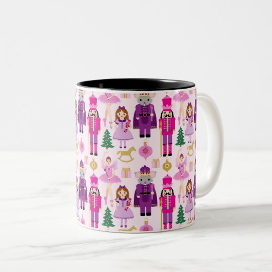 くるみ割りの続きのマウスの茶コーヒー・マグ ツートーンマグカップ (正面右)