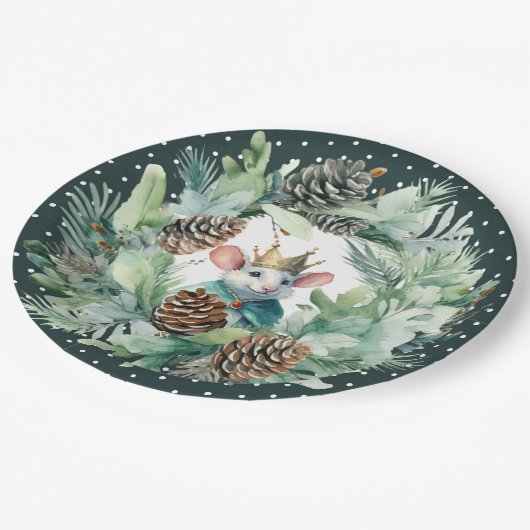 くるみ割りをテーマにしたクリスマス誕生日 ペーパープレート (アングル)