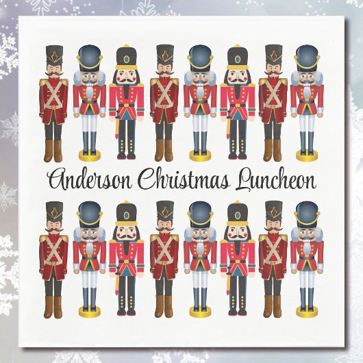 くるみ割りカーパーソナライズ文字兵士クリスマス スタンダードランチョンナプキン