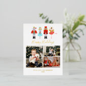 くるみ割りキャラクタークリスマス3写真コラージュ 箔招待状ポストカード (立ち正面)