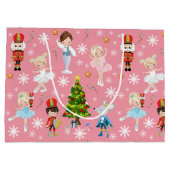 くるみ割りキャラクターピンク冬クリスマス ラージペーパーバッグ (裏面)