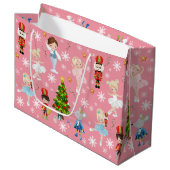 くるみ割りキャラクターピンク冬クリスマス ラージペーパーバッグ (正面アングル)