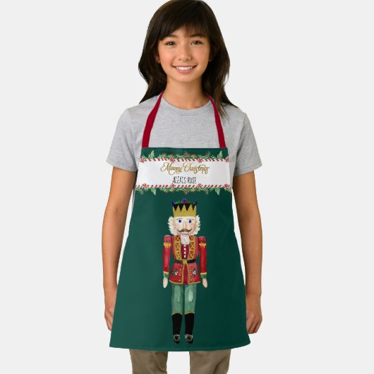 くるみ割りキャンディーケーンメリークリスマスホリーw名前 エプロン (インサイチュ)