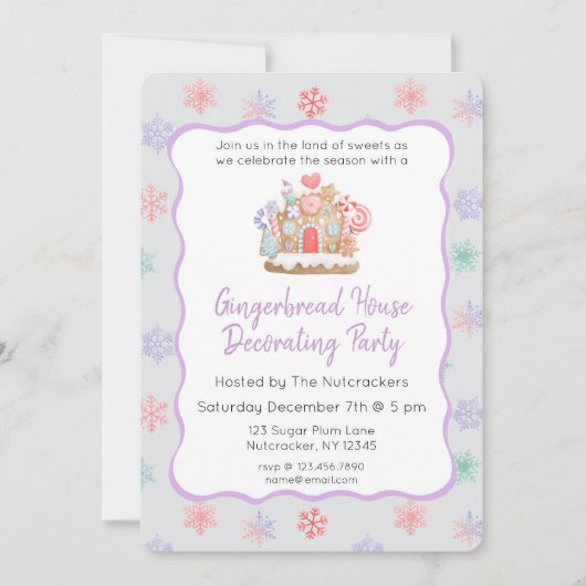 くるみ割りギンガーブレッド飾ハウスのパーティー 招待状 (正面)
