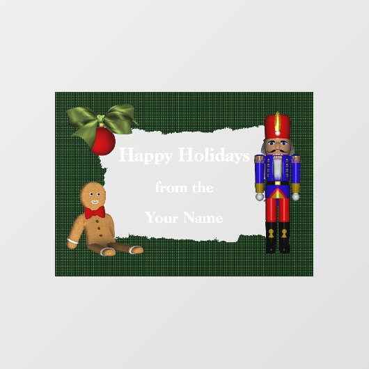 くるみ割りクッキーのクリスマスホリデーパーソナライズされた ウィンドウサイン (シート)