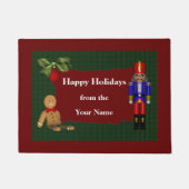 くるみ割りクッキーのクリスマスホリデーパーソナライズされた ドアマット (正面)