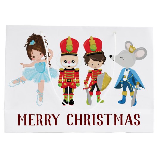 くるみ割りクララ、マウスキング、バレエのクリスマス ラージペーパーバッグ (裏面)