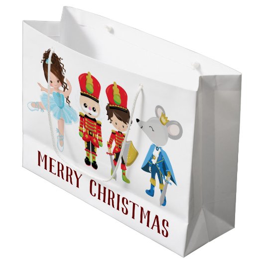 くるみ割りクララ、マウスキング、バレエのクリスマス ラージペーパーバッグ (正面アングル)