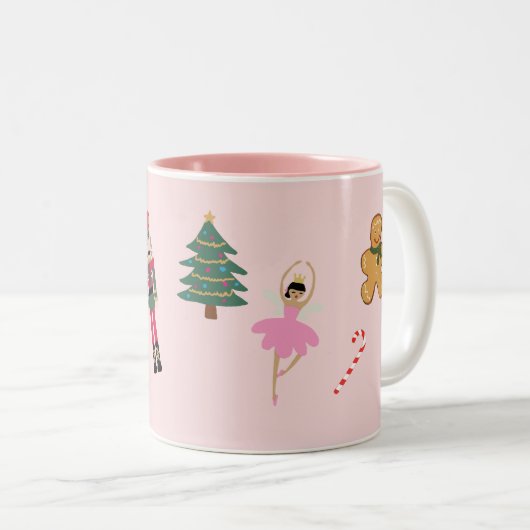 くるみ割りクリスマスアート絵を描のマグカップ ツートーンマグカップ (正面右)