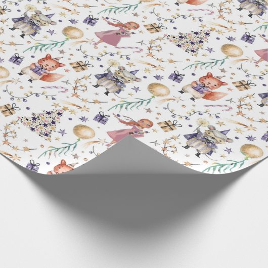 くるみ割りクリスマスキャラクターツリープレゼント ラッピングペーパー (角)