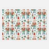 くるみ割りクリスマスグリーン&プレイド ラッピングペーパーシート (正面)