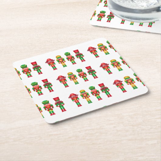 くるみ割りクリスマスデコレーション スクエアペーパーコースター (アングル)