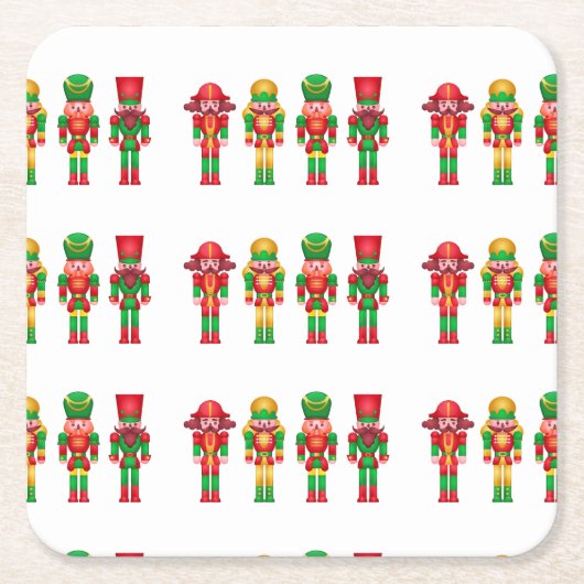 くるみ割りクリスマスデコレーション スクエアペーパーコースター (正面)