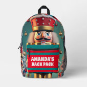 くるみ割りクリスマスパーソナライズされたの子供 プリントバックパック (正面)