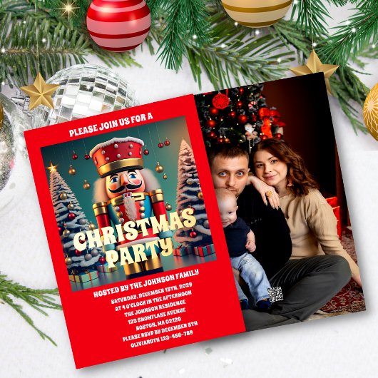 くるみ割りクリスマスパーティー写真 箔招待状