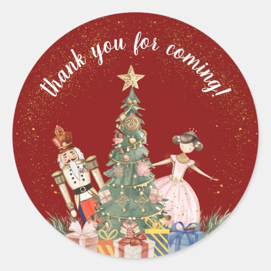 くるみ割りクリスマスパーティー赤ちゃんシャワーありがとう ラウンドシール (正面)