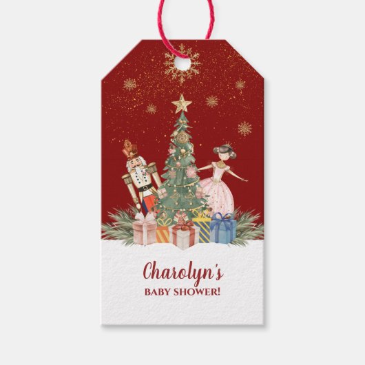 くるみ割りクリスマスパーティー赤ちゃんシャワー ギフトタグ (正面)