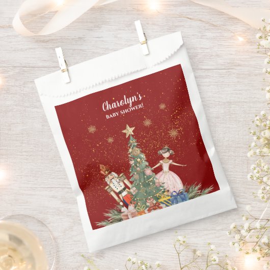 くるみ割りクリスマスパーティー赤ちゃんシャワー フェイバーバッグ (クリップ留めされた状態)