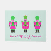 くるみ割りクリスマスピンクと緑 ドアマット (正面)