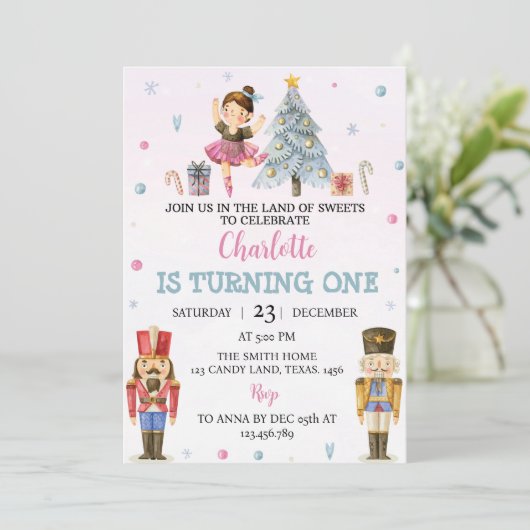 くるみ割りクリスマスファースト誕生日招待状 招待状 (スタンド正面)