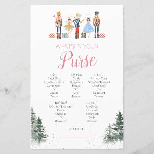 くるみ割りクリスマスブライダルシャワーお茶財布ゲーム (正面)