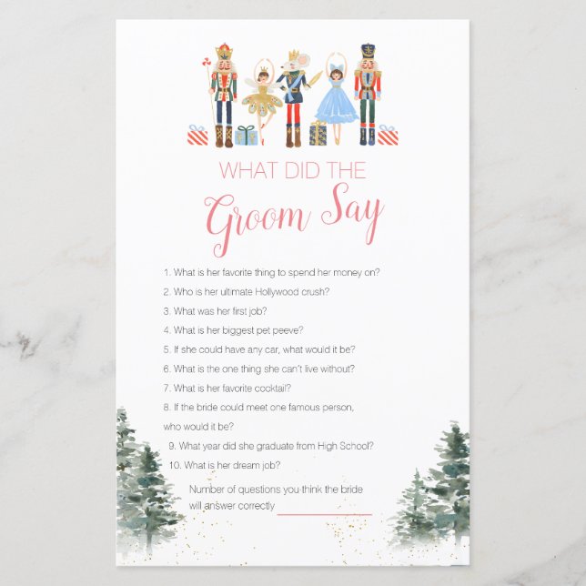 くるみ割りクリスマスブライダルシャワー新郎が言う言葉 (正面)