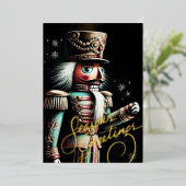 くるみ割りクリスマスブラックのイラストレーション 箔シーズンカード (立ち正面)