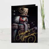 くるみ割りクリスマスブラックのイラストレーション 箔シーズンカード (正面)